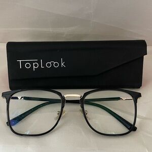 TOP LOOK- lightweight black plastic with metal accent eyeglass frames